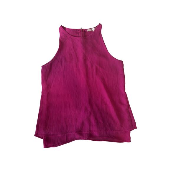 Violet & Claire Pink Pleated Sleeveless Blouse Women’s M High Neck Split Back - Picture 3 of 6